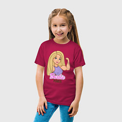Футболка хлопковая детская Barbie power, цвет: маджента — фото 2