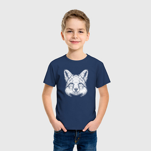 Детская футболка Голова лисицы / Тёмно-синий – фото 3