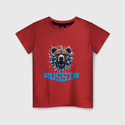 Футболка хлопковая детская Russian bear head, цвет: красный