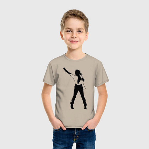 Детская футболка Черный силуэт кричащего Джексона / Миндальный – фото 3