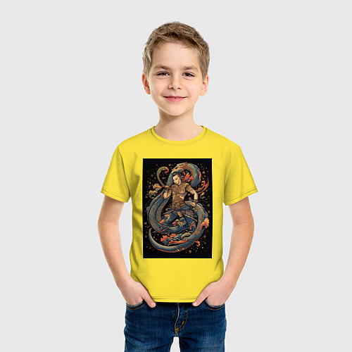 Детская футболка Муай Тай боец и змея / Желтый – фото 3