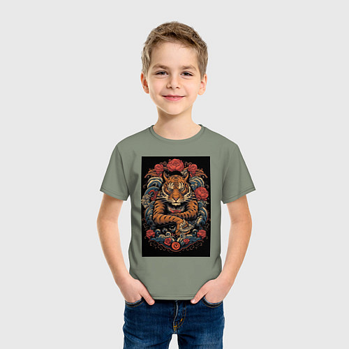 Детская футболка Боевой тигр Муай Тай / Авокадо – фото 3