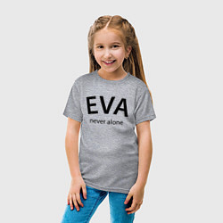 Футболка хлопковая детская Eva never alone - motto, цвет: меланж — фото 2