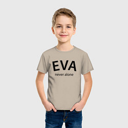 Футболка хлопковая детская Eva never alone - motto, цвет: миндальный — фото 2