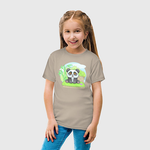 Детская футболка Забавная панда / Миндальный – фото 4