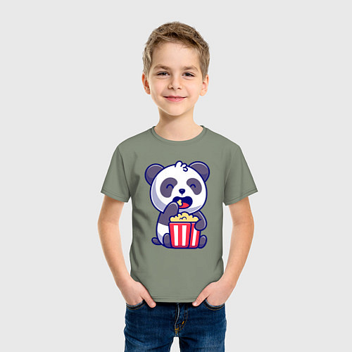Детская футболка Панда ест попкорн / Авокадо – фото 3