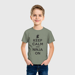 Футболка хлопковая детская Keep calm and ninja on, цвет: авокадо — фото 2