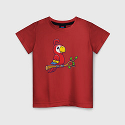 Футболка хлопковая детская Красный попугайчик, цвет: красный