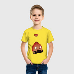 Футболка хлопковая детская Кальцифер сердце, цвет: желтый — фото 2