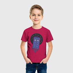 Футболка хлопковая детская Tardis fly, цвет: маджента — фото 2