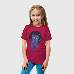 Футболка хлопковая детская Tardis fly, цвет: маджента — фото 2