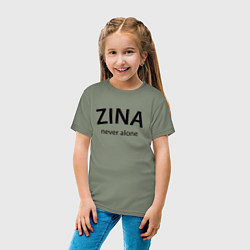 Футболка хлопковая детская Zina never alone - motto, цвет: авокадо — фото 2