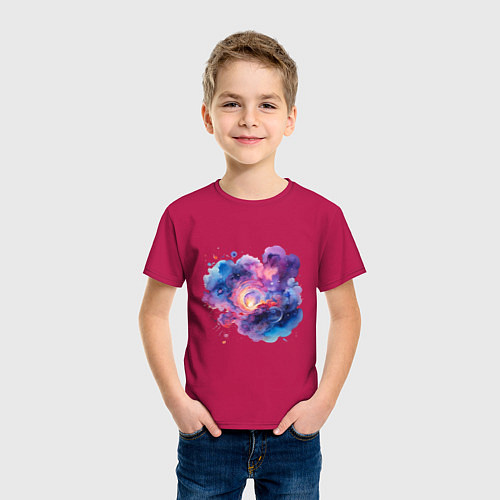 Детская футболка Космическая спираль акварель / Маджента – фото 3