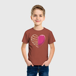 Футболка хлопковая детская Сердце в груди, цвет: кирпичный — фото 2