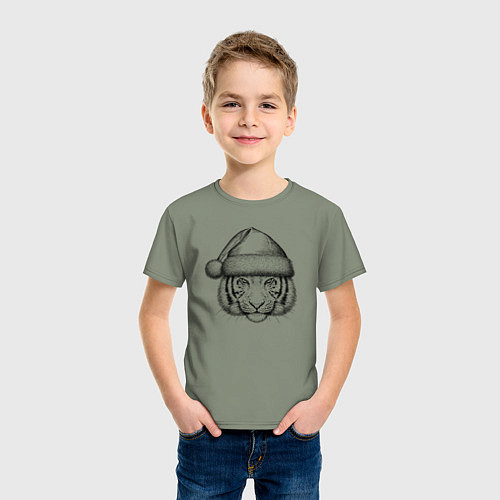 Детская футболка Голова новогоднего тигра / Авокадо – фото 3