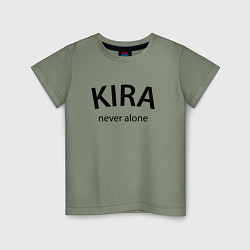 Футболка хлопковая детская Kira never alone - motto, цвет: авокадо