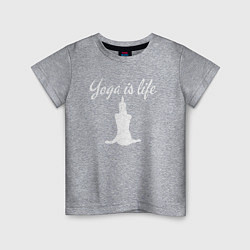 Футболка хлопковая детская Yoga is life, цвет: меланж