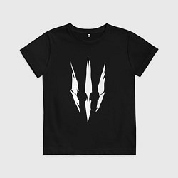 Футболка хлопковая детская Белый логотип дикой охоты из игры Ведьмак 3, цвет: черный