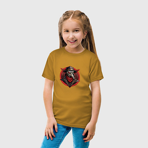 Детская футболка Чумной доктор в красном платке / Горчичный – фото 4