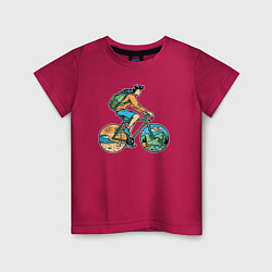 Футболка хлопковая детская Nature biker, цвет: маджента