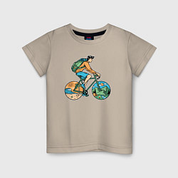 Футболка хлопковая детская Nature biker, цвет: миндальный