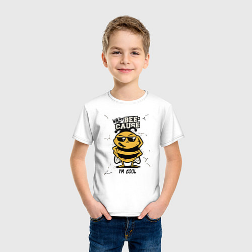 Детская футболка Why bee cause im cool / Белый – фото 3