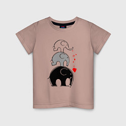 Футболка хлопковая детская Милые слоники, цвет: пыльно-розовый