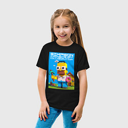 Футболка хлопковая детская Homer Simpson and Minecraft - collaboration ai art, цвет: черный — фото 2