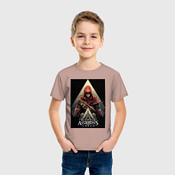 Футболка хлопковая детская Assassins creed красный костюм, цвет: пыльно-розовый — фото 2