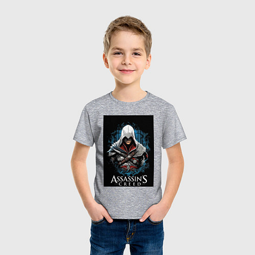 Детская футболка Assassins creed белый костюм / Меланж – фото 3