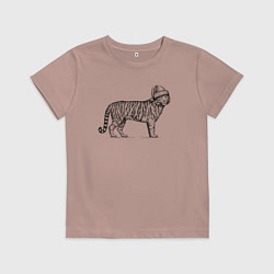 Футболка хлопковая детская Тигр новогодний, цвет: пыльно-розовый
