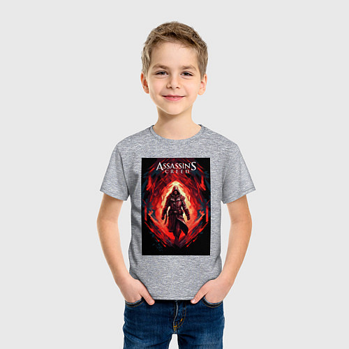 Детская футболка Assassins creed свозь пламя / Меланж – фото 3