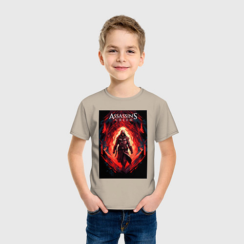 Детская футболка Assassins creed свозь пламя / Миндальный – фото 3