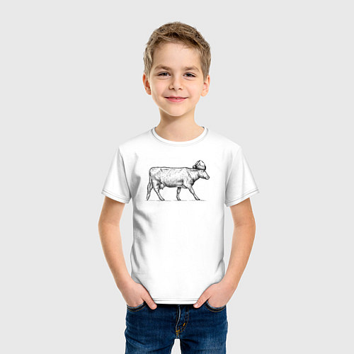 Детская футболка Корова новогодняя / Белый – фото 3