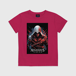 Футболка хлопковая детская Assassins creed красные пятна, цвет: маджента