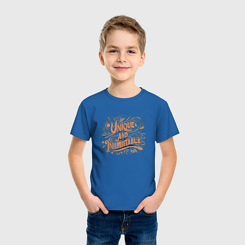 Детская футболка Unique and unrepeatable / Синий – фото 3