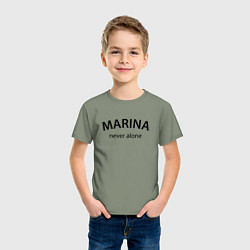 Футболка хлопковая детская Marina never alone - motto, цвет: авокадо — фото 2