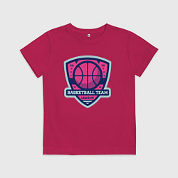 Футболка хлопковая детская Баскетбольная командная лига, цвет: маджента