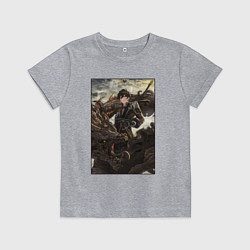 Футболка хлопковая детская Чжун Ли - дракон, цвет: меланж