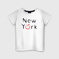 Футболка хлопковая детская New York apple, цвет: белый