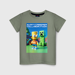 Футболка хлопковая детская Bart and Creeper - collaboration ai art, цвет: авокадо