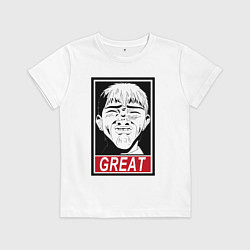 Футболка хлопковая детская Эйкити Онидзука преподаватель мем, цвет: белый