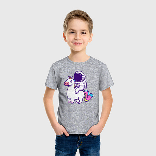 Детская футболка Космонавт и единорог / Меланж – фото 3