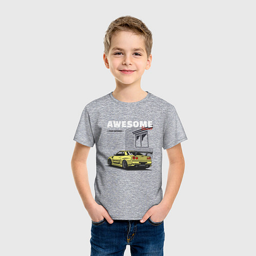 Детская футболка Невероятный nissan skyline / Меланж – фото 3