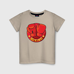 Футболка хлопковая детская Boxing fight, цвет: миндальный