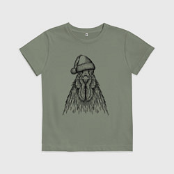 Футболка хлопковая детская Петух новогодний, цвет: авокадо