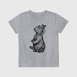 Футболка хлопковая детская Заяц в новогодней шапке, цвет: меланж