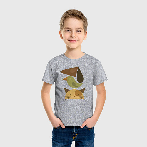 Детская футболка Собака птица кошка / Меланж – фото 3