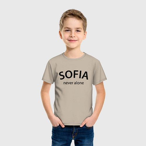Детская футболка Sofia never alone - motto / Миндальный – фото 3
