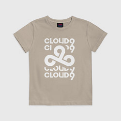 Футболка хлопковая детская Cloud9 - in logo, цвет: миндальный